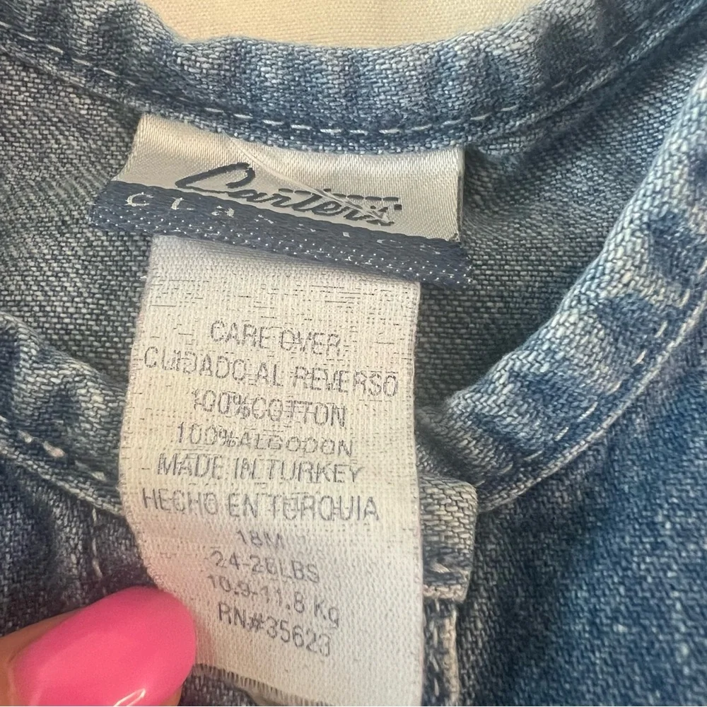 Vintage Carter’s Classics Denim Dress Size 18 Months Button Front Jean Dress